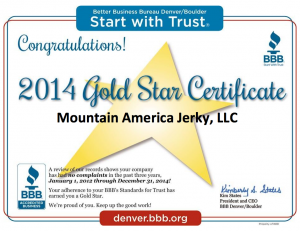 MAJ BBB Gold Star Award