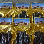 Six bags of popular beef jerky flavors in vacuum-sealed bags